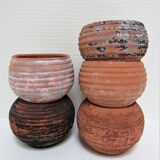 Five pots terracotta patina vintage