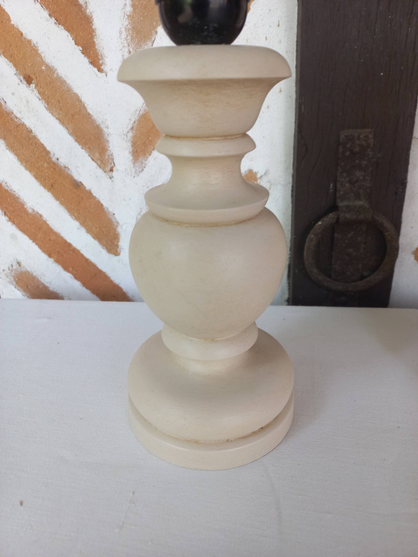 Pair of off-white patinated lamp bases