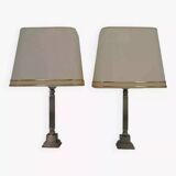 Pair of chrome and brushed metal lamps