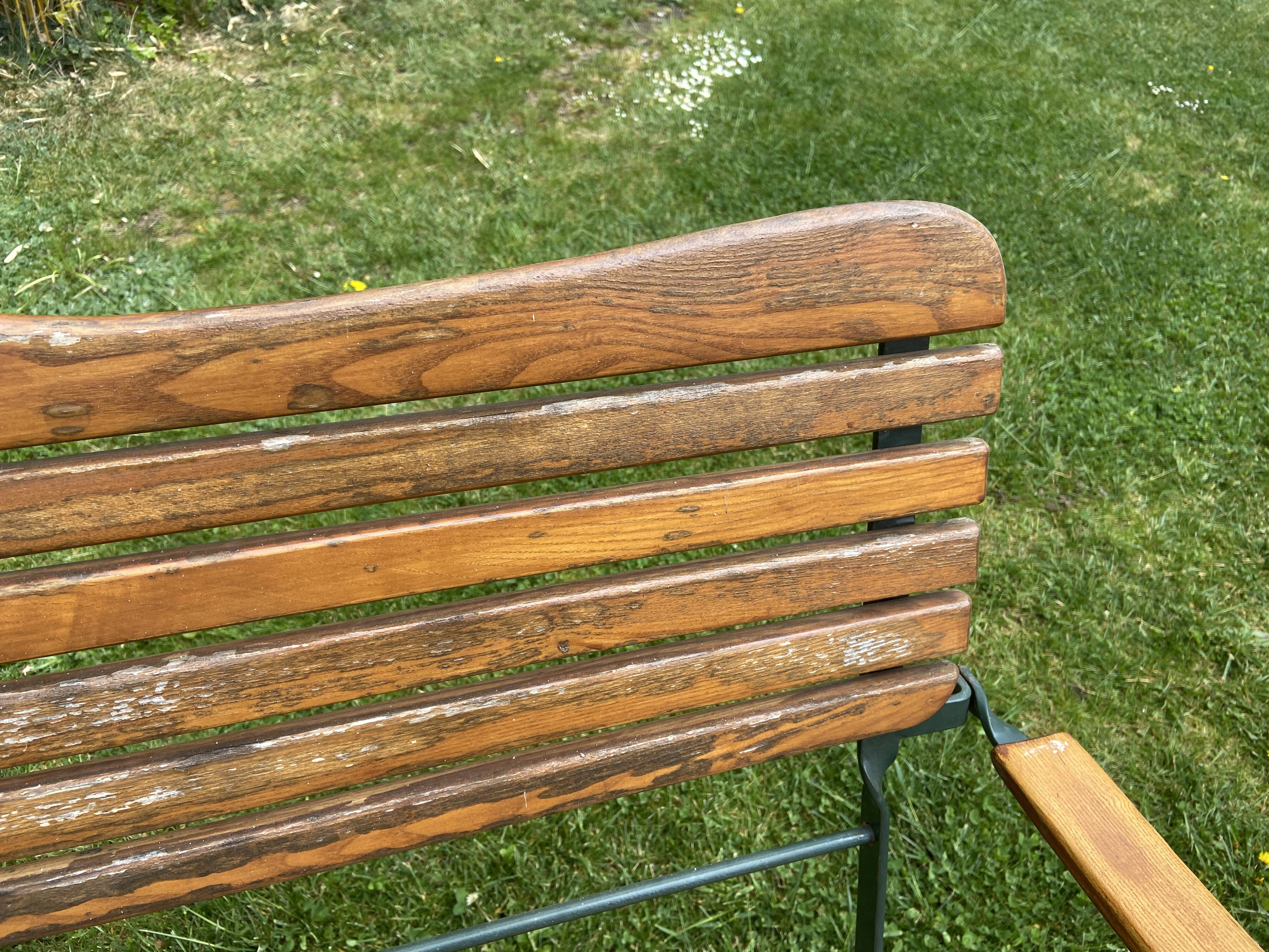 Banc de jardin vintage fer forgé et bois