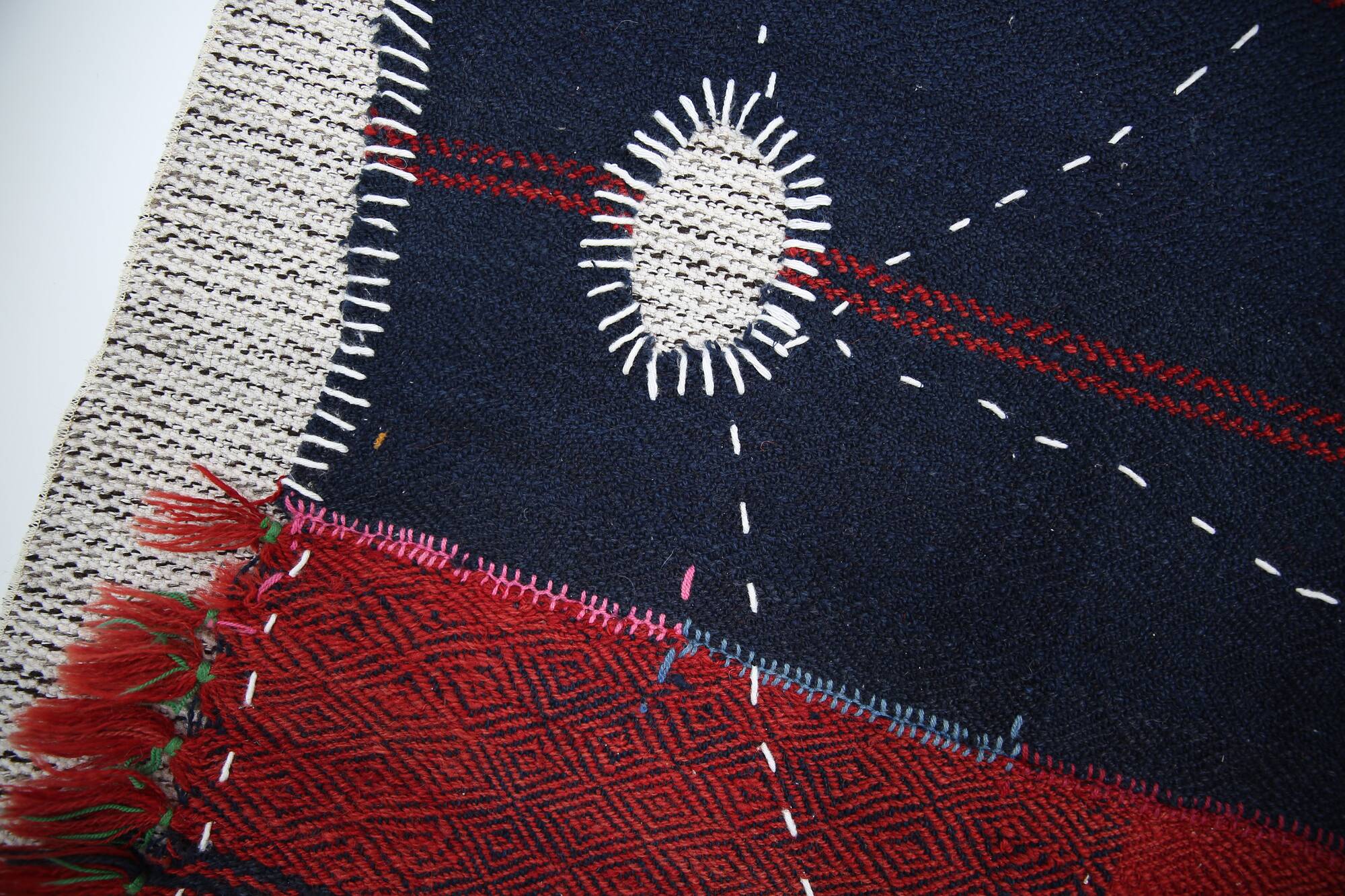Hand Woven Tribal Wall Hangin, Boho Textile Art, 103x106 Cm