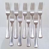 Set of small silver-plated metal forks