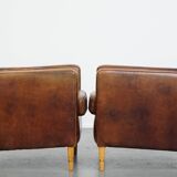 Ensemble complet de canapés et 2 fauteuils Art Déco en cuir de mouton