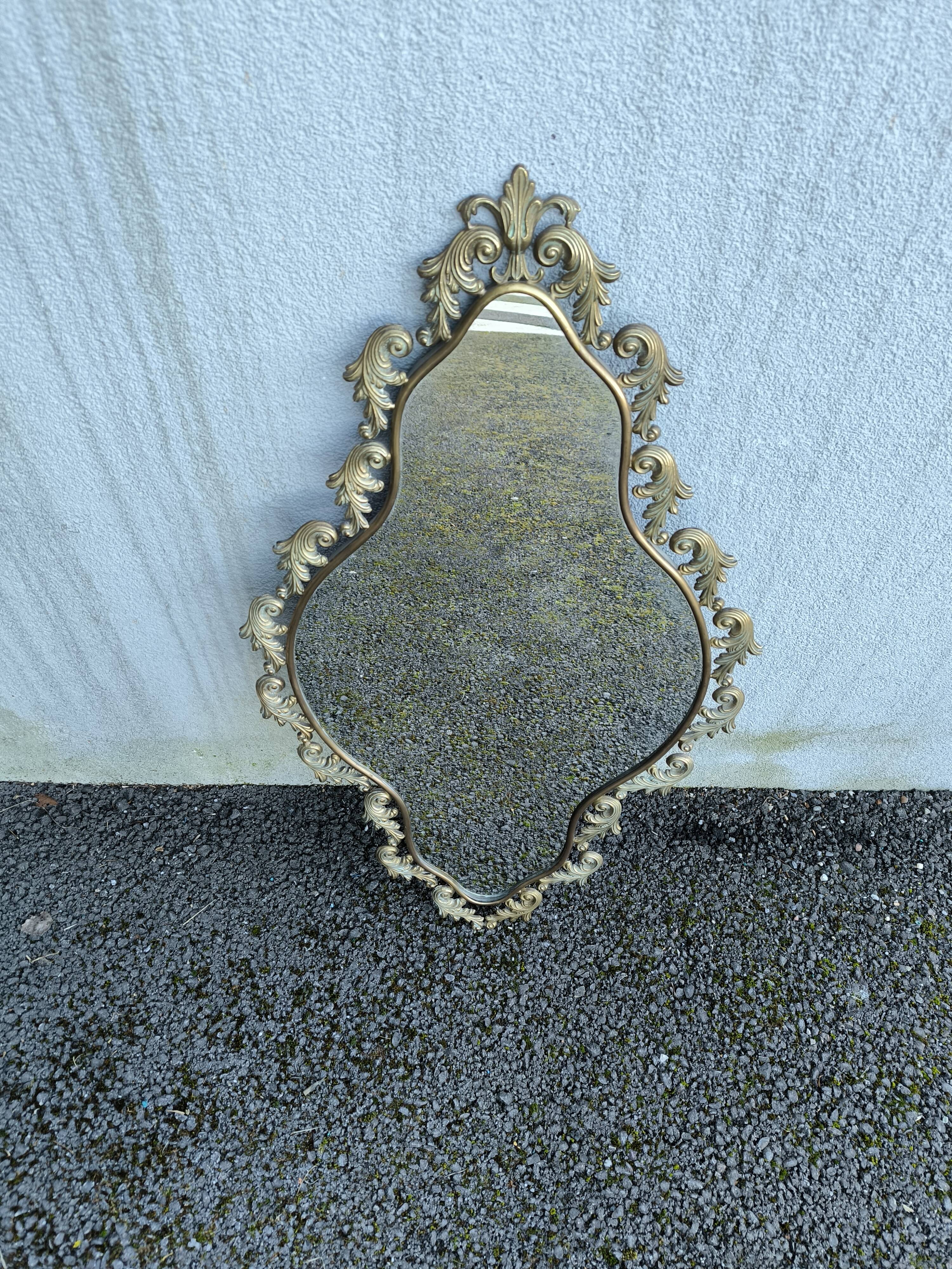 Antique brass mirror