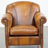 Cowhide Leather Armchair with Deep Warm Colors