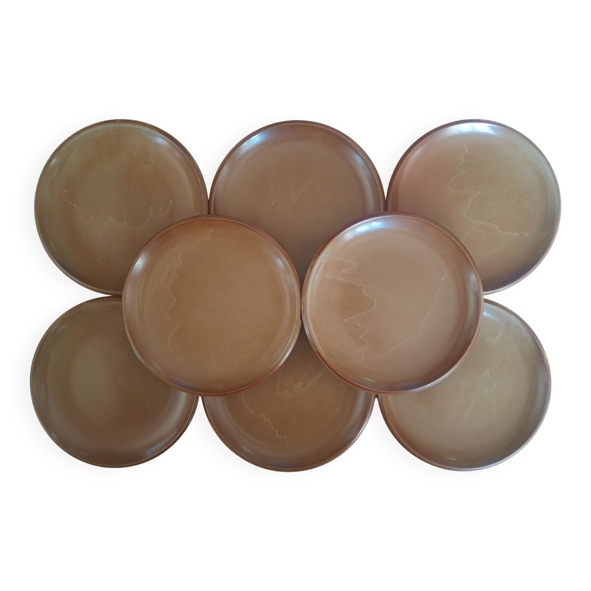 Set of 8 vintage brenne stoneware flat plates