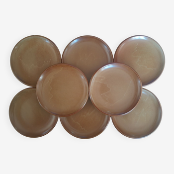 Set of 8 flat plates in vintage brenne sandstone