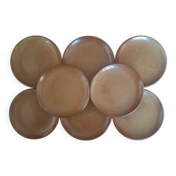Set of 8 vintage brenne stoneware flat plates