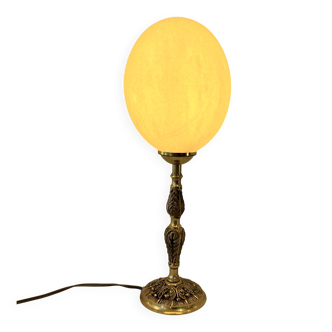 Vintage bronze stand antique ostrich egg lamp