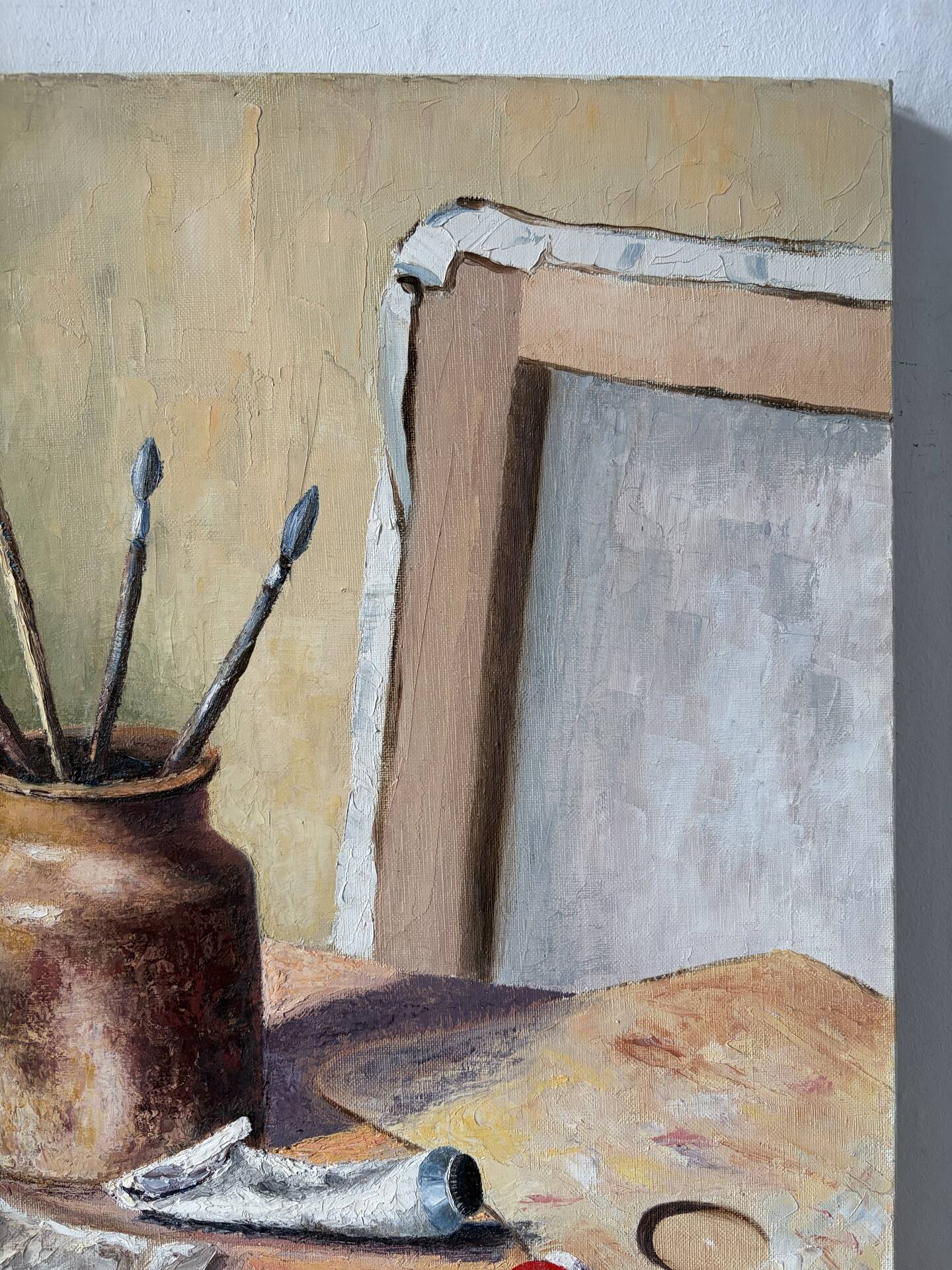 Artist studio, oil on canvas signed D Funes.