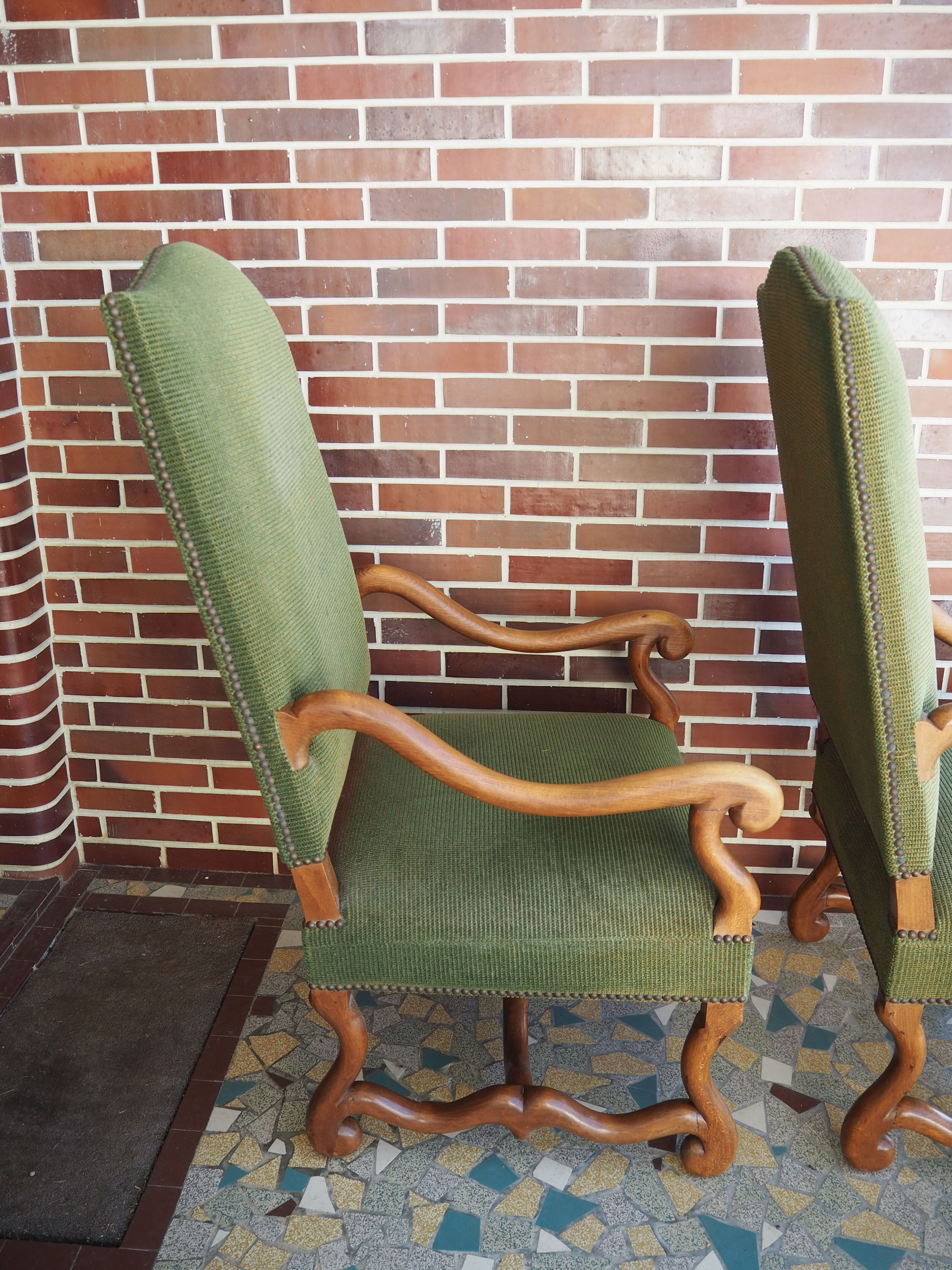 A pair of Louis XIII-style sheep bones armchairs