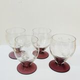 Set of 4 glasses engraved with plum foot