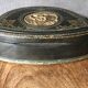 Old large leather jewelry box with a central medallion, XIX century, Napoleon III