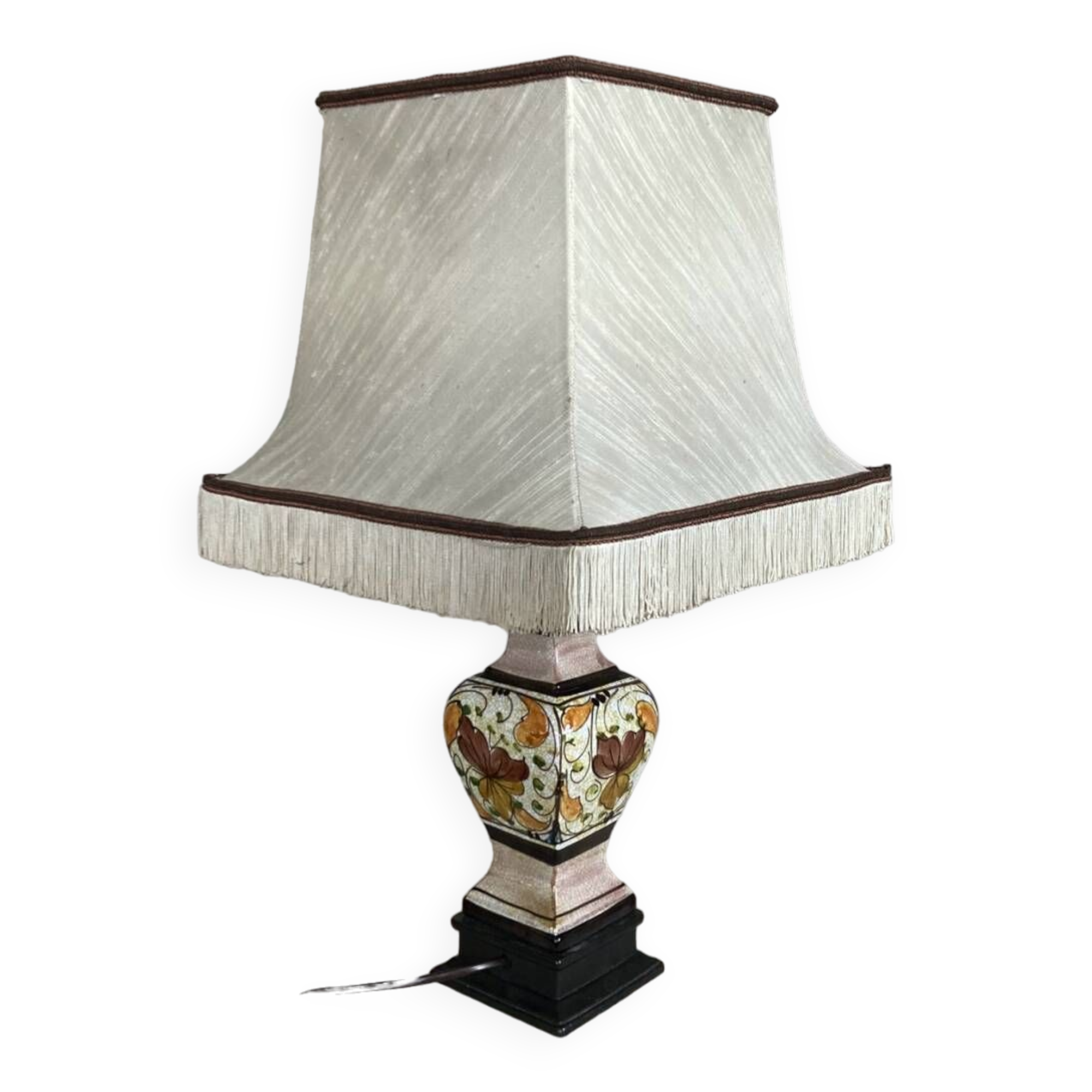 Living room lamp in cracked earthenware style, handmade decoration, 20th century