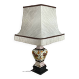 Lampe de salon en faïence façon craquelée décor fait main époque XXe