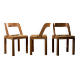 Set of 3 Italian Wooden Curved Backrest Chair