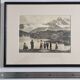 Framed vintage photograph of an alpine lake with hikers, 1930, 36 x 29 cm.