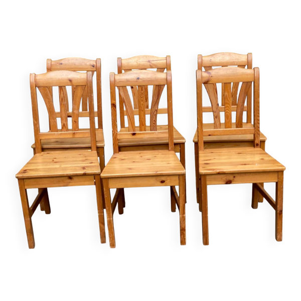 6 chaises à manger scandinaves en bois massif