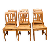 6 chaises à manger scandinaves en bois massif