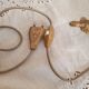 Small hand-held candle holder lamp in vintage gold metal