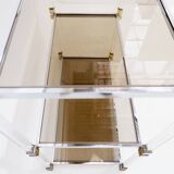 Claustra shelf in plexiglass, smoked glass and brass