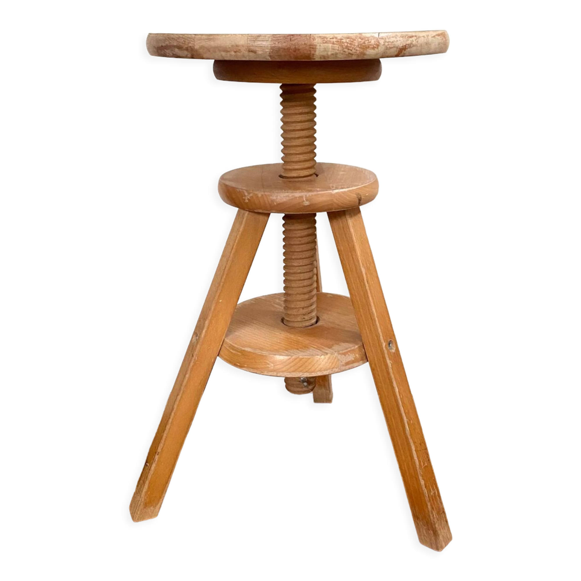 Watchmaker's stool in patinated antique wood