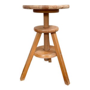 Tabouret d’horloger en bois ancien