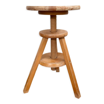 Watchmaker's stool in patinated antique wood