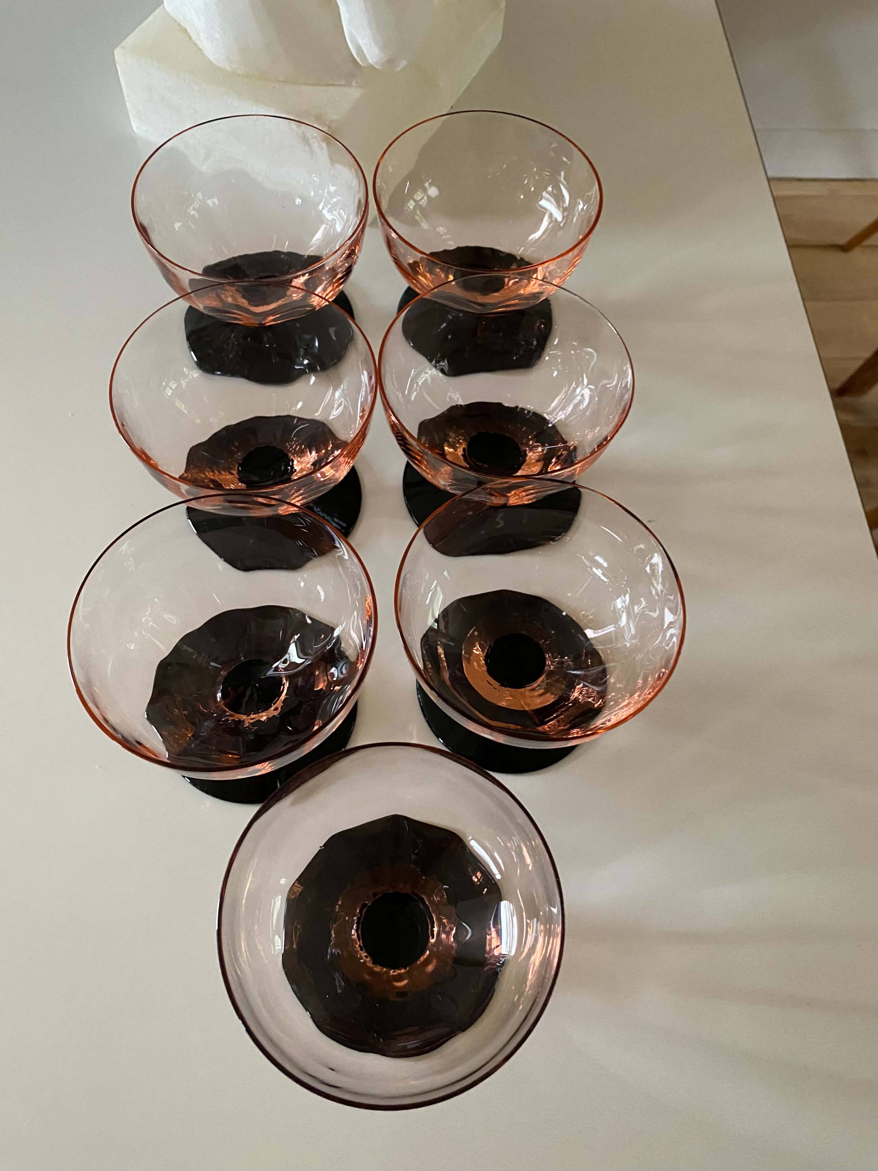 7 vintage Art Deco champagne or dessert coupes