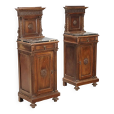 Antique neo-Renaissance bedside tables in walnut, Italy, 20th century.