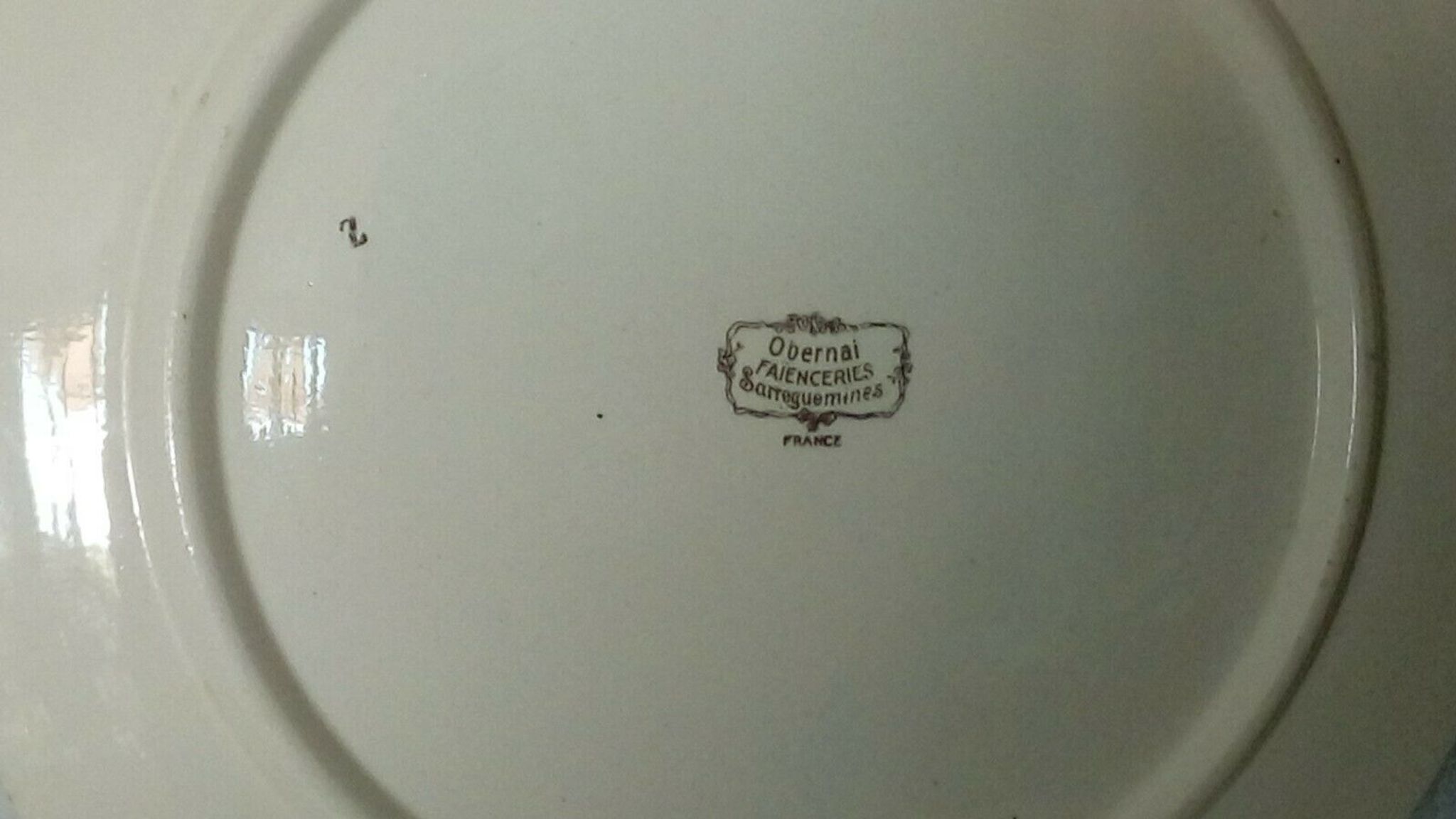 Plat a tarte en faience de sarreguemines modele obernai