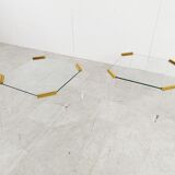Lucite and brass coffee or side tables, 1970s