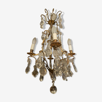 Cage chandelier with crystal tassels on bronze mount, Louis XV style