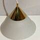 Brass and opal glass hanging space age lamp by Limburg Glashütte