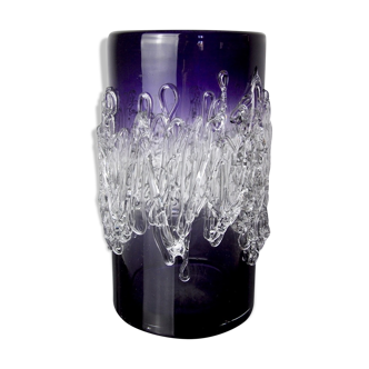 Purple seguso vase in murano glass, Italy, 1960