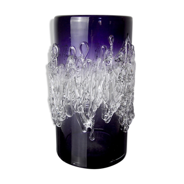 Purple seguso vase in murano glass, Italy, 1960
