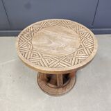 Fauteuil de chef cérémoniel africain avec table, en bois sculpté à la main, années 1960