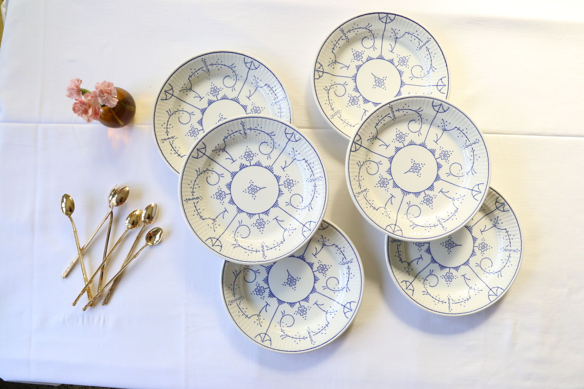 Set of 6 dessert plates Boch La Louvière Belgium, vintage, Belgium
