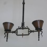 Brutalist wrought iron and copper chandelier, 1960s
