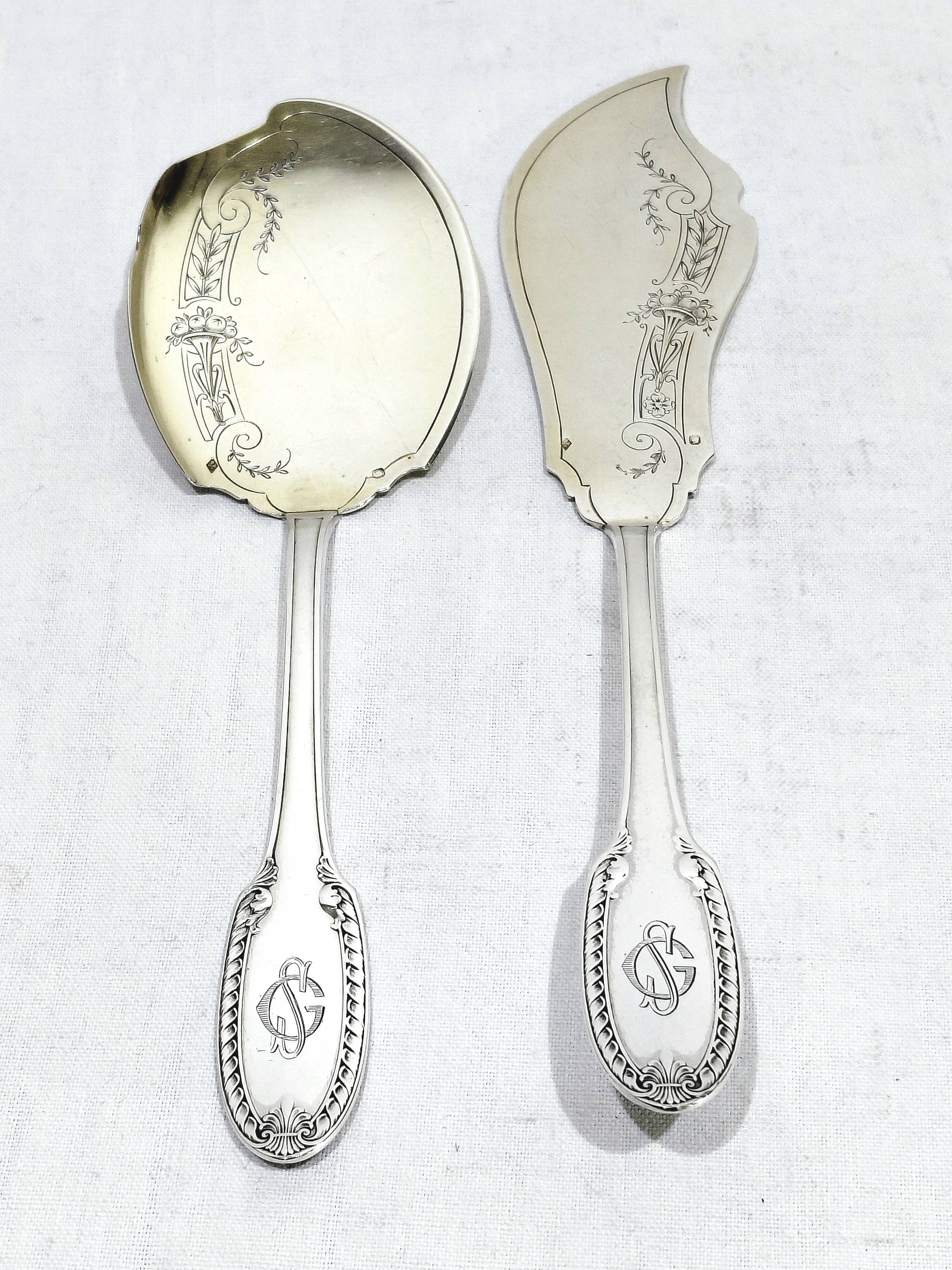 Ravinet Denfert - couverts de service a glace argent et vermeil