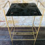 Vintage side table in brass and smoked glass, 1960