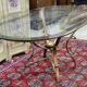 Grande table a manger / table design 1970 en métal doré et verre – XXe