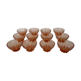 Suite of twelve pink glasses