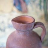 Terracotta jug with vintage handle, terracotta vase, interior decoration, primitive, pitcher