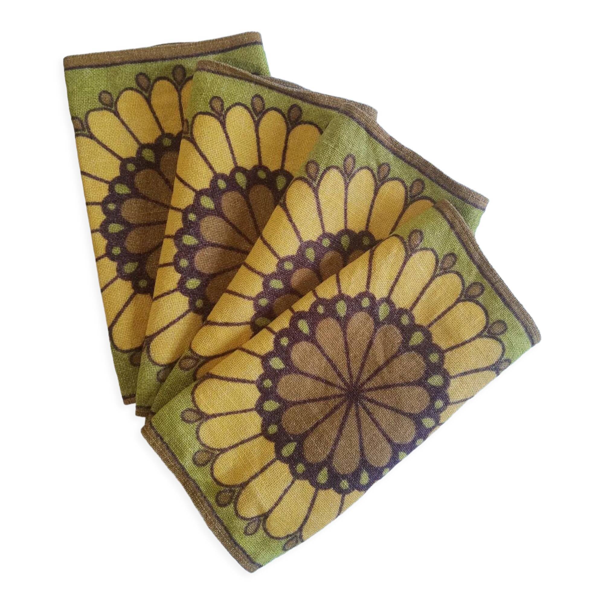 Set of 4 vintage 70s cotton napkins
