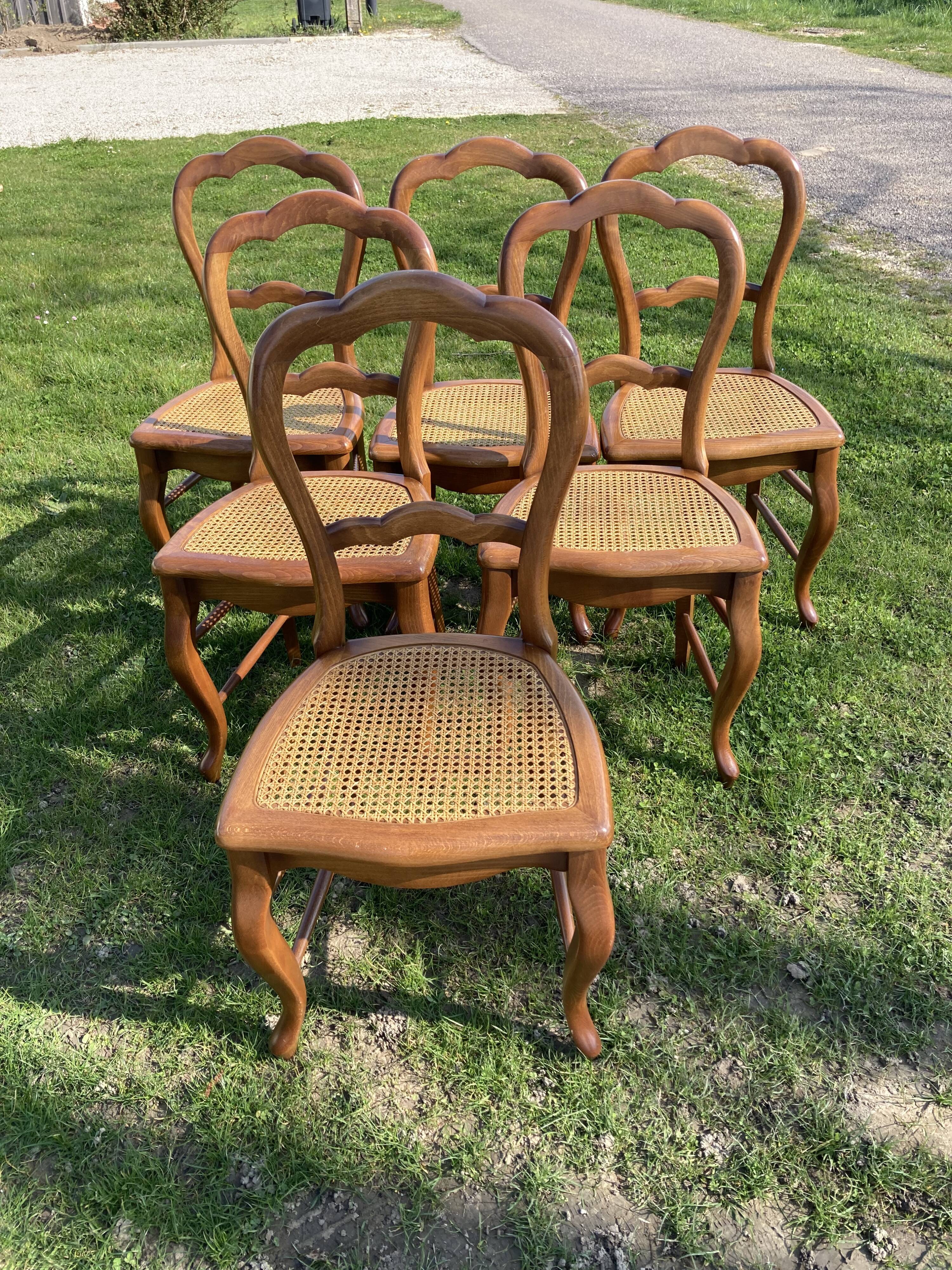 6 chaises Louis Philippe cannées