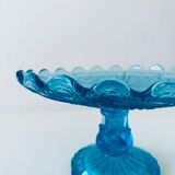 Coupe sur pied en verre bleu