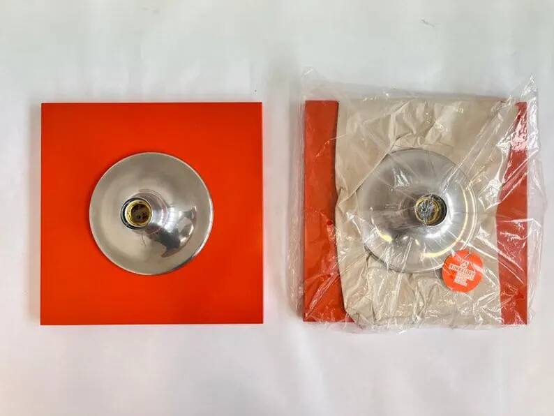 Midcentury pair of flush mounts by Kinkeldey, Germany, 1970s (never used)