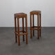 Pair of Dutch Art Deco oak bar stools with upholstered seats, 1930s