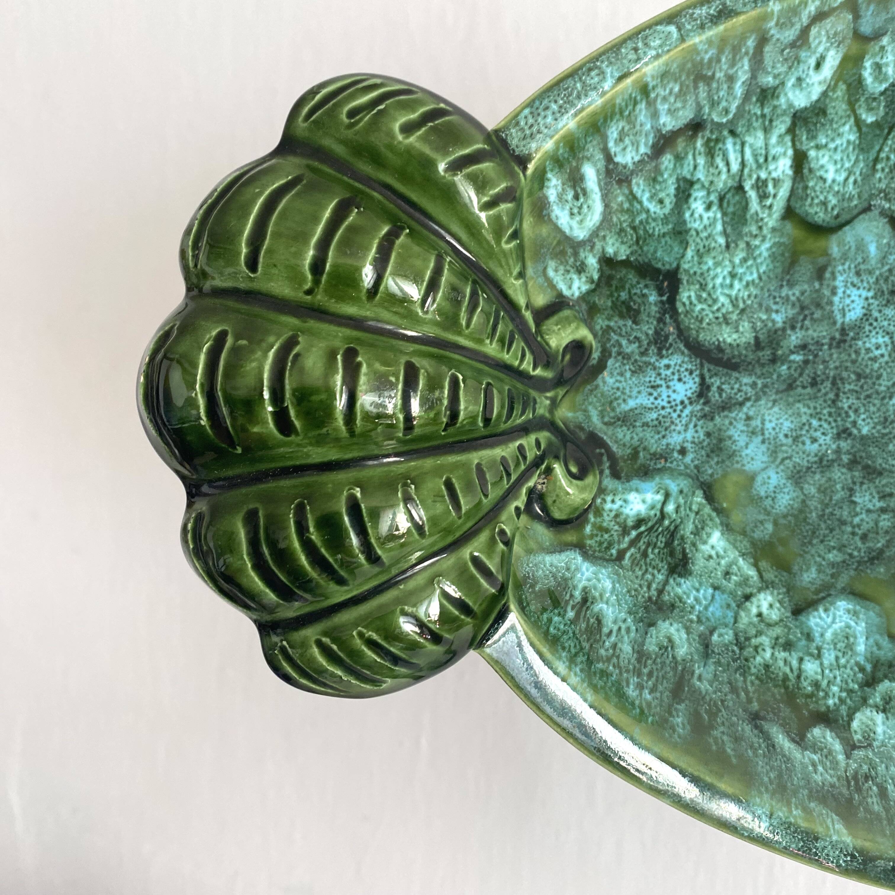 Large glazed ceramic dish, fruit bowl.